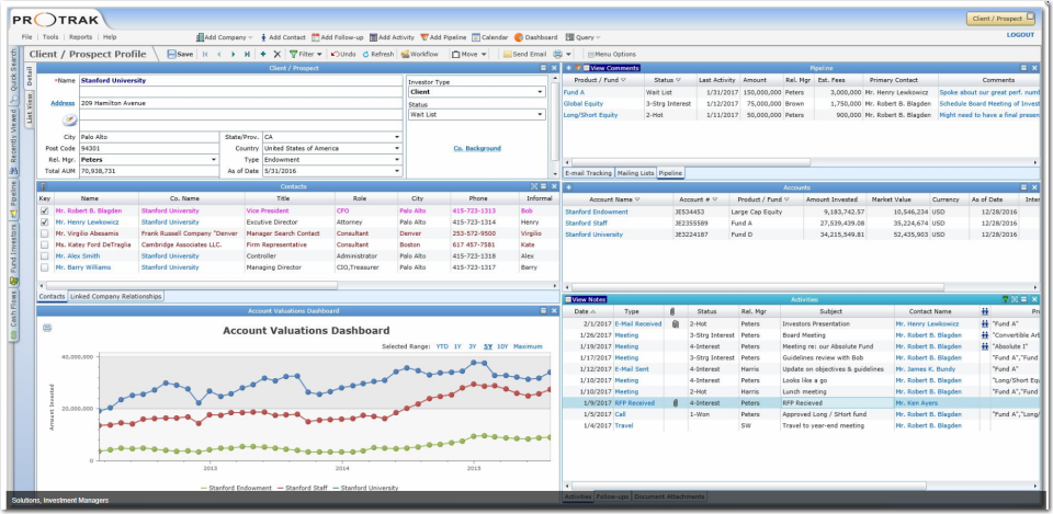 screenshot of ProTrak Advantage